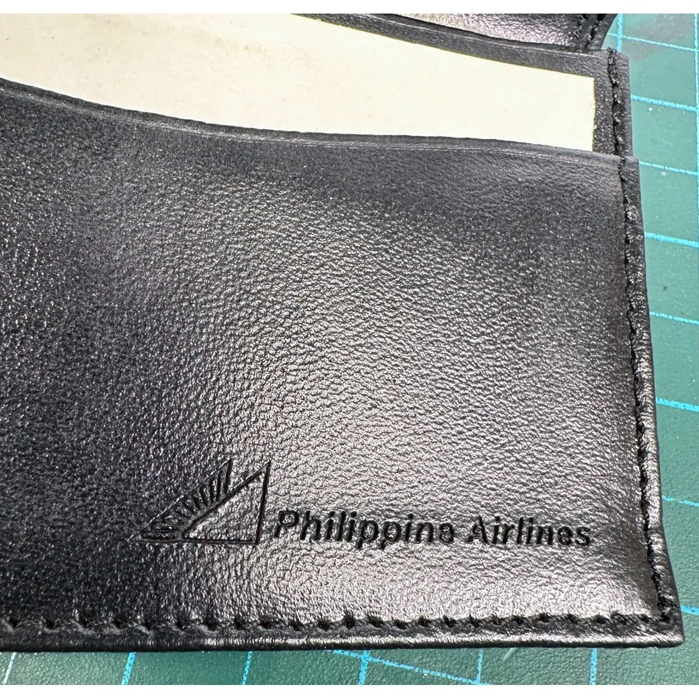 Philippine Airlines Black Leather Business Card Holder Wallet Travel Accessory